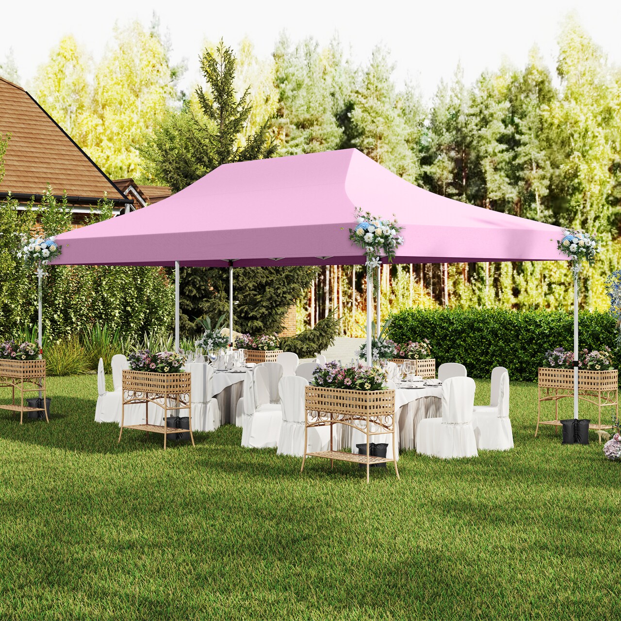 10x20 Pop Up Canopy Tent with Sidewalls and Windows for Outdoor Events